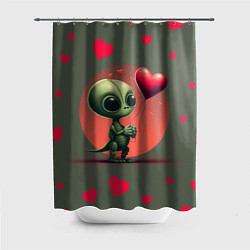 Шторка для душа Влюбленный инопланетянин, цвет: 3D-принт