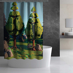 Шторка для душа Воксельный лес, цвет: 3D-принт — фото 2