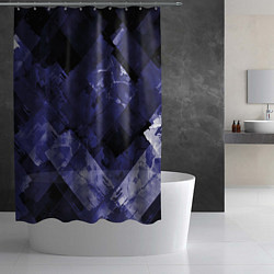 Шторка для душа Синие, чёрные и белые полоски, цвет: 3D-принт — фото 2