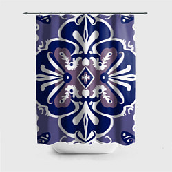 Шторка для душа Паттерн цветок с глазками в синих оттенках, цвет: 3D-принт