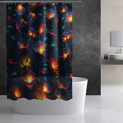 Шторка для душа Светящиеся цветы, цвет: 3D-принт — фото 2