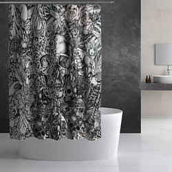 Шторка для душа Татуировки черепов, цвет: 3D-принт — фото 2