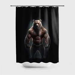 Шторка для душа Сильный медведь спортсмен, цвет: 3D-принт