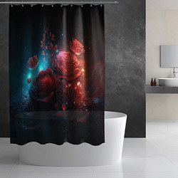 Шторка для душа Алые розы в ночном лесу, цвет: 3D-принт — фото 2
