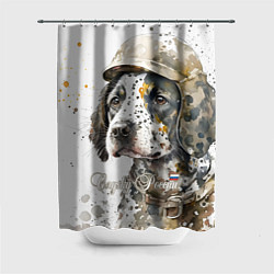 Шторка для душа Акварельный щенок в военном камуфляже, цвет: 3D-принт