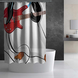 Шторка для душа Пингвин- басист, цвет: 3D-принт — фото 2