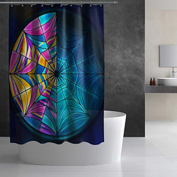 Шторка для душа Уэнсдей - окно ночной витраж - текстура зерна, цвет: 3D-принт — фото 2