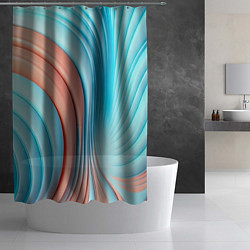 Шторка для душа Кораллово-голубая абстрактная волна, цвет: 3D-принт — фото 2