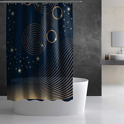 Шторка для душа Абстрактный золотой узор в стиле мемфис, цвет: 3D-принт — фото 2