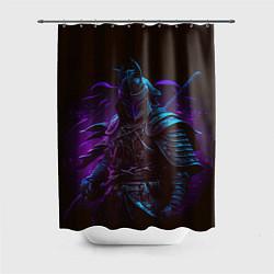 Шторка для душа Самурай в неоновом свете, цвет: 3D-принт
