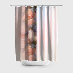 Шторка для душа Цветы за стеклом - полосы с градиентом, цвет: 3D-принт