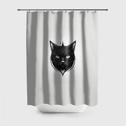 Шторка для душа Чёрный кошачий арт, цвет: 3D-принт