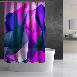 Шторка для душа Neon blue polygons, цвет: 3D-принт — фото 2