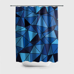 Шторка для душа Синие треугольники, абстракт, цвет: 3D-принт