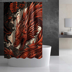 Шторка для душа Японский краcный дракон, цвет: 3D-принт — фото 2