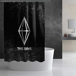 Шторка для душа The Sims с потертостями на темном фоне, цвет: 3D-принт — фото 2
