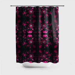 Шторка для душа Ярко-розовые неоновые лилии, цвет: 3D-принт