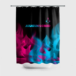 Шторка для душа Assassins Creed - neon gradient: символ сверху, цвет: 3D-принт