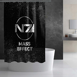 Шторка для душа Mass Effect с потертостями на темном фоне, цвет: 3D-принт — фото 2