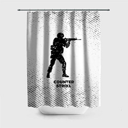 Шторка для душа Counter Strike с потертостями на светлом фоне, цвет: 3D-принт