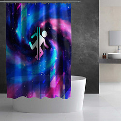 Шторка для душа Portal неоновый космос, цвет: 3D-принт — фото 2
