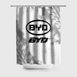 Шторка для душа BYD speed на светлом фоне со следами шин, цвет: 3D-принт