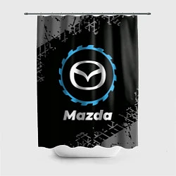 Шторка для душа Mazda в стиле Top Gear со следами шин на фоне, цвет: 3D-принт