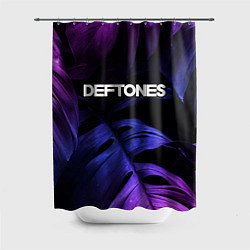 Шторка для душа Deftones neon monstera, цвет: 3D-принт