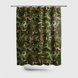 Шторка для душа Олени и дубовые листья - камуфляж, цвет: 3D-принт