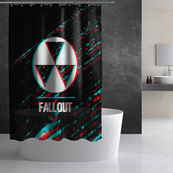 Шторка для душа Fallout в стиле glitch и баги графики на темном фо, цвет: 3D-принт — фото 2