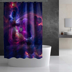 Шторка для душа Небула в космосе в фиолетовых тонах - нейронная се, цвет: 3D-принт — фото 2