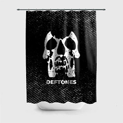 Шторка для душа Deftones с потертостями на темном фоне, цвет: 3D-принт