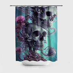 Шторка для душа Кости и медузы, цвет: 3D-принт