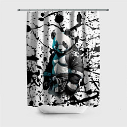Шторка для душа Panda samurai on the background of blots, цвет: 3D-принт