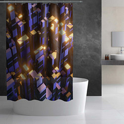 Шторка для душа Фиолетовые и светящиеся кубы, цвет: 3D-принт — фото 2