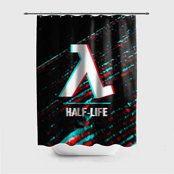 Шторка для душа Half-Life в стиле glitch и баги графики на темном, цвет: 3D-принт