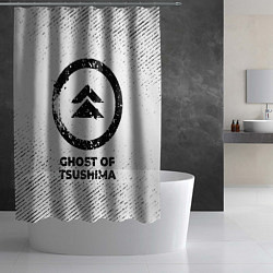 Шторка для душа Ghost of Tsushima с потертостями на светлом фоне, цвет: 3D-принт — фото 2