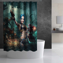Шторка для душа Arcane league of legends Jinx с пистолетом, цвет: 3D-принт — фото 2