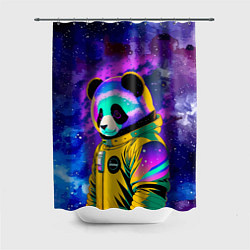 Шторка для душа Панда-космонавт в космосе - неон, цвет: 3D-принт