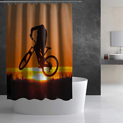 Шторка для душа Велосипедист на закате, цвет: 3D-принт — фото 2
