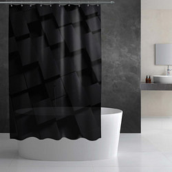 Шторка для душа Чёрные геометрические блоки, цвет: 3D-принт — фото 2