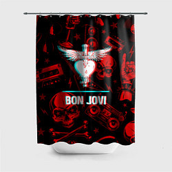 Шторка для душа Bon Jovi rock glitch, цвет: 3D-принт