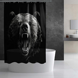 Шторка для душа Агрессивный таежный медведь, цвет: 3D-принт — фото 2