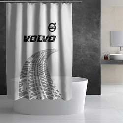 Шторка для душа Volvo speed на светлом фоне со следами шин: символ, цвет: 3D-принт — фото 2