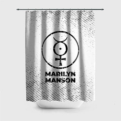 Шторка для душа Marilyn Manson с потертостями на светлом фоне, цвет: 3D-принт