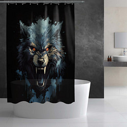 Шторка для душа Blue black wolf, цвет: 3D-принт — фото 2