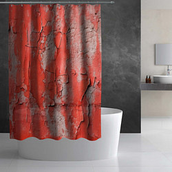 Шторка для душа Красные и серые трещины, цвет: 3D-принт — фото 2