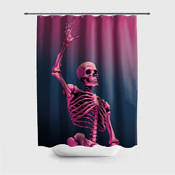 Шторка для душа Розовый скелет, цвет: 3D-принт