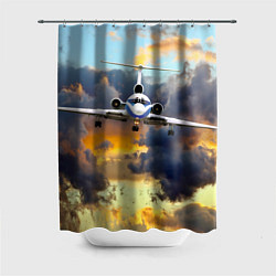 Шторка для душа Ту-154 Суровый закат, цвет: 3D-принт