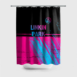 Шторка для душа Linkin Park - neon gradient: символ сверху, цвет: 3D-принт